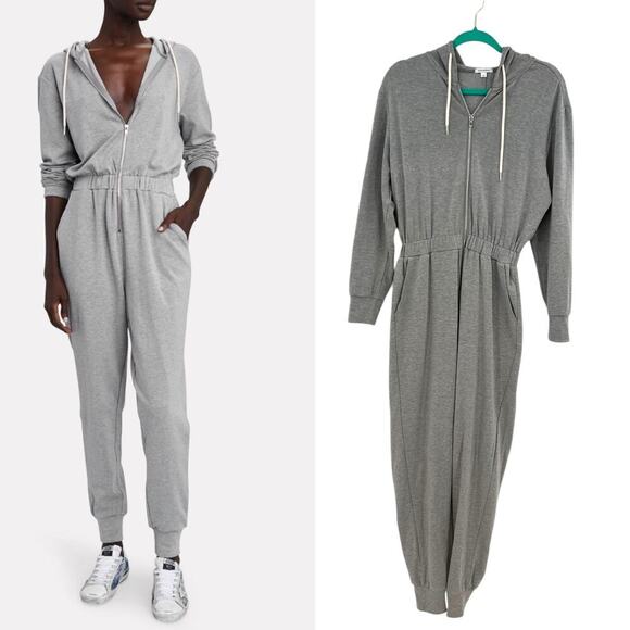 WeWoreWhat Leisure Hooded Sweatsuit Jumpsuit Long Sleeve Hoodie Gray Size Small